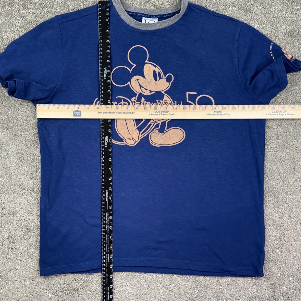 Disney T-Shirt Mens L Blue Walt Disney World 50th Anniversary Mickey Mouse Retro - Picture 4 of 6